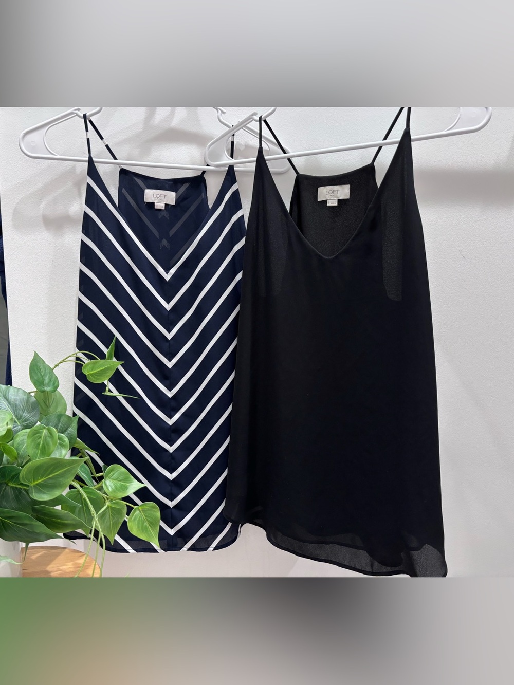 LOFT Navy Chevron Stripe and Black Camisoles (2 for 25$)